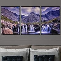3 Piece Framed Canvas Wall Art Forest Waterfalls Canvas Prints Home Artwork Decoration for Living Room,Bedroom - 16