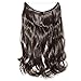 [Promip Hair Extensions Natural HiddT896irpieces Adjustable Blackarent Wire dark