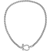 Wolentty Heavy Screw Anchor Shackle Wheat Necklace 18.5" Foxtail Chain Gift for Women