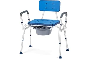 GreenChief 3 in 1 Bariatric Bedside Commode 700LBS, Heavy Duty Commode Chair with Extra Wide Seat Opening, Bedside Toilet Chair Potty Chair for Elderly and Disabled