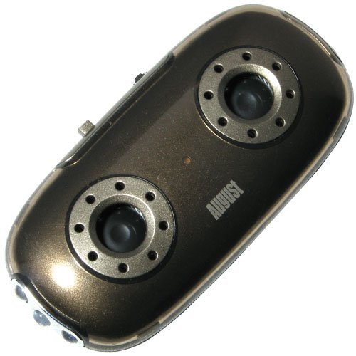 August MB100 - Portable Stereo Speakers - MP3 Player with 3.5mm Audio In / Card Reader / LED Torch (Gold)