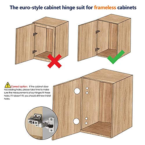 Ravinte 10 Pack 5 Pairs European Kitchen Cabinet Hinges Soft Close Full Overlay Cabinet Door Hinges Heavy-Duty Frameless Adjustable Concealed Cabinet Cup Hinge
