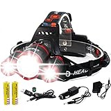 EMIDO Zoomable LED Headlamp,4 Modes Super Bright Headlight,Waterproof Flashlight Torch Headlamps,18650 Rechargeable Batteries for Reading Outdoor Running Camping Fishing Walking