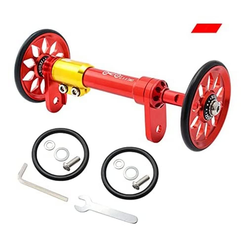 Wheel Extender for BROMPTON Eazy Wheels Extension Rod RED / RED (Extender + 2 easy wheels)