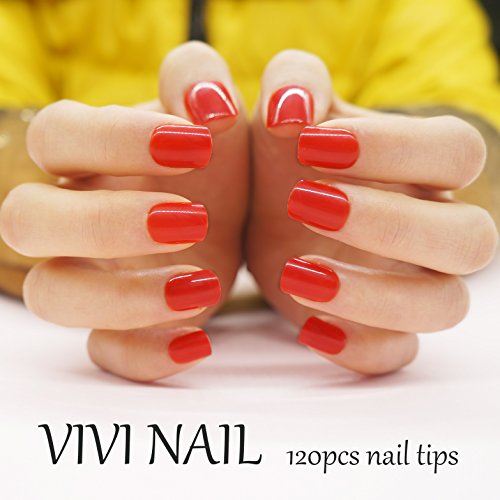 Red False Nail Tips 120 Pcs Full Cover Short Fake Nails