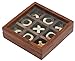 Tic Tac Toe - Tick Tack Toe - Wooden Family Board Game Metal Noughts & Crosses Storage Box with Glass Lid -Unique Table/Desk/Floor/Indoor Game