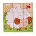 rolimate Educational Preschool Wooden Cube Block Travel Jigsaw Puzzles - Dog Sheep Duck Chicken Rabbit Dairy Cow, Birthday gift toy for Age 3 4 5 6 7 Years Old and Up Toddlers Kids Baby Boy