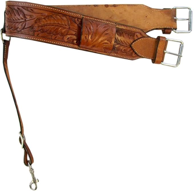 Oak Tooled Leather Back Rear Cinch Flank Billet Western Horse Girth