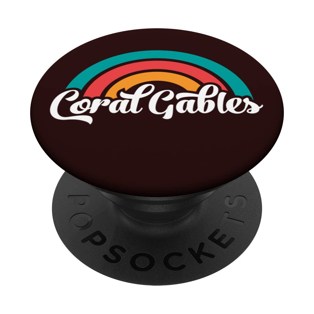 CORAL GABLES FL Retro Script Design With Rainbow PopSockets Swappable PopGrip