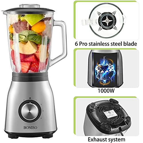 BONISO Countertop Blender High Speed Countertop Kitchen Food Mixer for