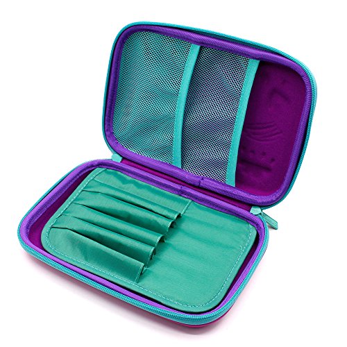 3D Rainbow Unicorn Embossed Hardtop Pencil Case - School Girls Large Colored Pen Holder Box With Compartments - Kids Cute Cosmetic Pouch Bag Stationery Organizer (Purple)