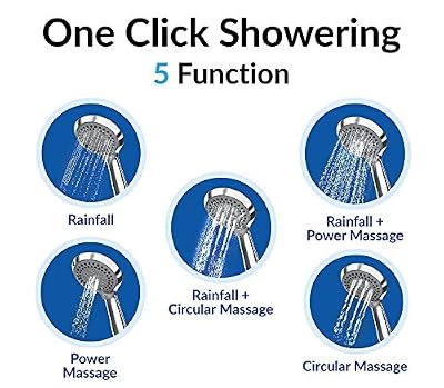 WATERAZZI High Pressure Handheld Shower Head - Luxury Hand Showerhead with Flexible Hose - Universal Bathroom Chrome Shower Head With Bracket Holder And Teflon Tape - Best Rated HandHeld Shower Kit