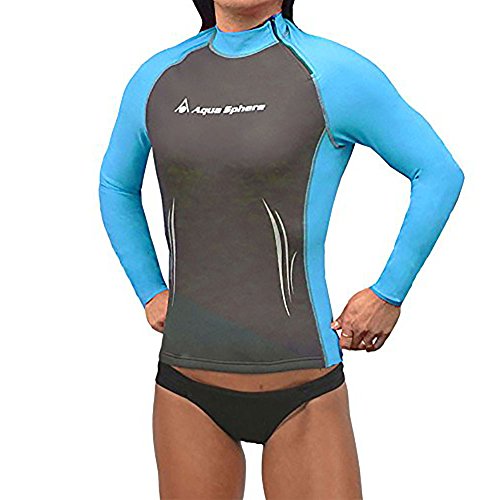 Aqua Sphere Aqua Skins Women's Long Sleeve Swim Skin (Grey/Turquoise, Medium)