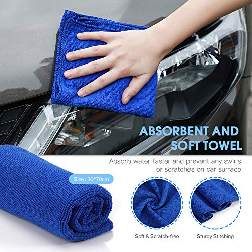 Chuntianli 7 in 1 Car Cleaning Washing Tools Kit with Bag,Tire Cleaning Brush|Double Head Car Vent Brush|Chenille Wash Sponge|Duster|Windshield Water Scraper|Wash Cloth for Auto Motorcycle Accessories - Thumbnail 6