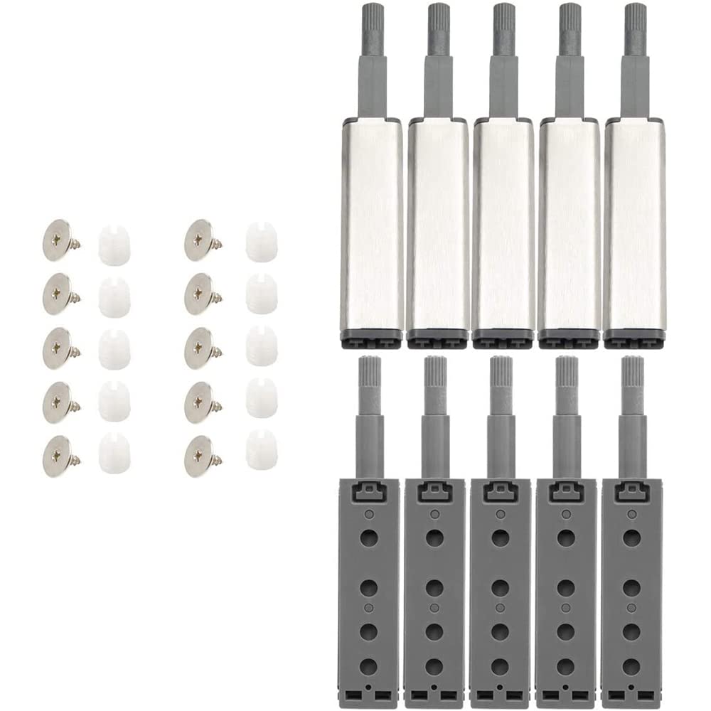 CENPEK 10 Pieces Furniture Door Damper Stainless Steel Touch Latch Close Damper Buffer for Cabinet Doors Case Drawer Hinge Push to Open System with Magnetic Latch Door Catch