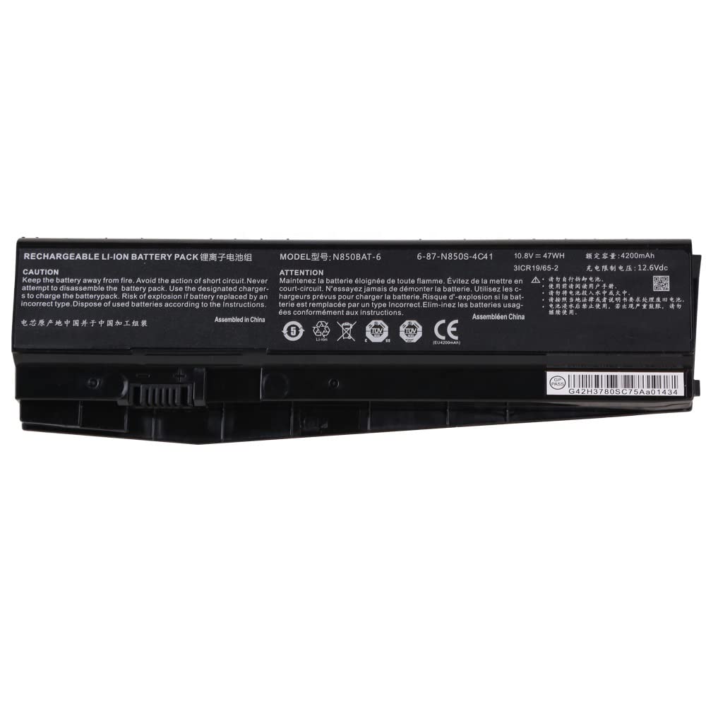 7XINbox 10.8V 47Wh 4200mAh N850BAT-6 6-87-N850S-4C41 6-87-N850S-6E71 6-87-N850S-6U71 Laptop Battery compatible with Clevo N850HC N850HJ N870HC N870HK N870HJ1 Z6-KP5GT Z7M-KP7G1 T58-T1 T6TI