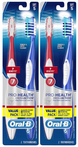 Oral B CrossAction Pro-Health Toothbrush, Soft-4 pk