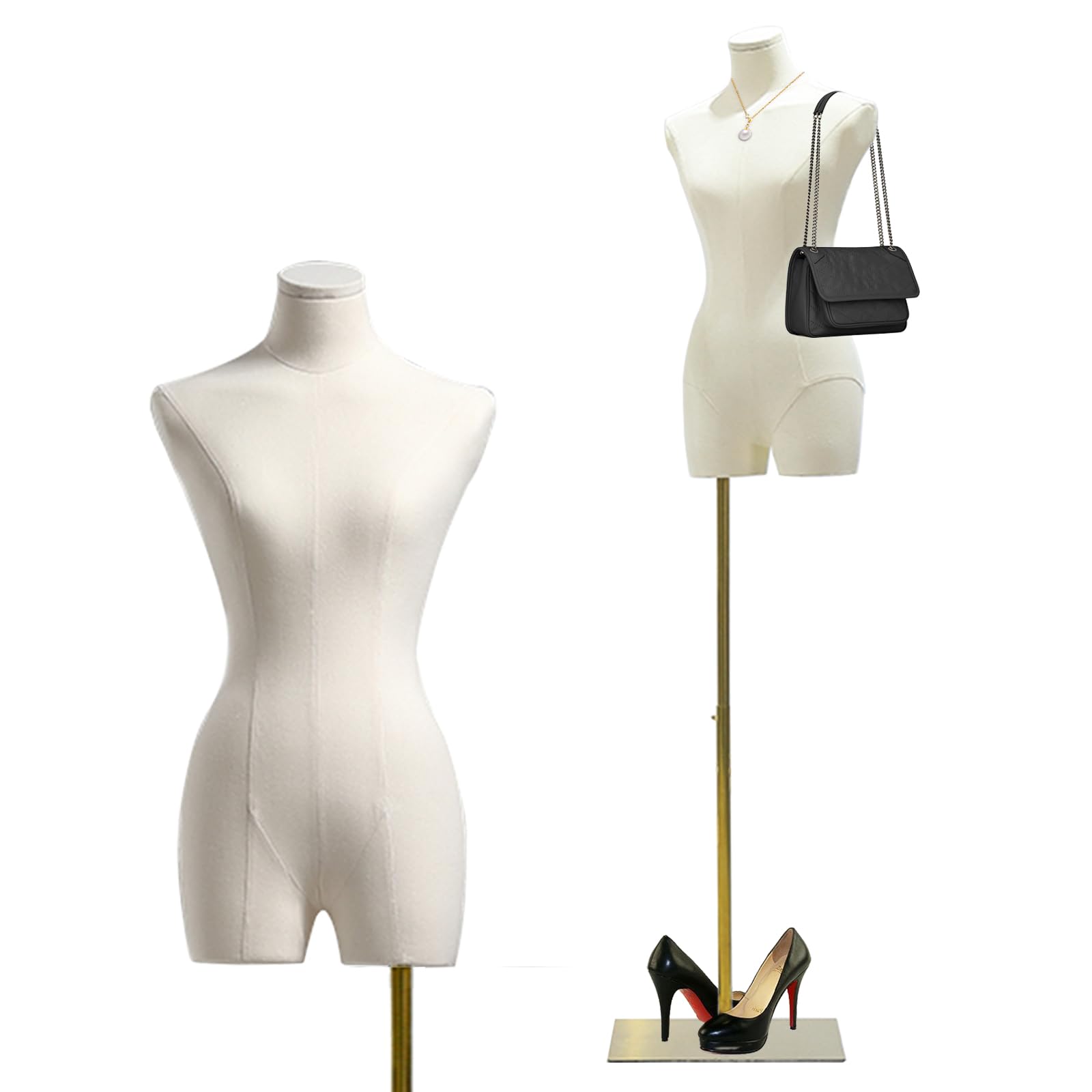Photo 1 of *MISSING PARTS - See Clerk Notes*
Female Mannequin Dress Form Torso, 47"-83" Height Adjustable Display Mannequin Body with Metal Stand, Retro Manikin for Sewing Clothing Jewelry Market Shop (White, A)
