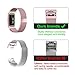 UMTELE for Fitbit Charge 2 Band, Milanese Loop Stainless Steel Metal Bracelet Strap with Unique Magnet Lock, No Buckle Needed for Fitbit Charge 2 HR Fitness Tracker Pink Gold Large