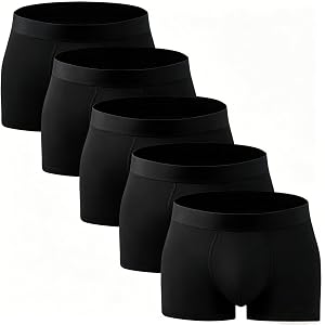 YE XInin Mens Boxer Briefs 5-Pack Soft Breathable Black Underwear | Moisture-Wicking Performance Stretchy No-Ride-Up Trunks f