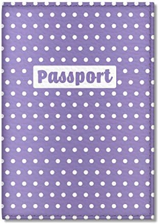 Cute Passport Cover for women and men, by Govinda Crafts, Eco Leather Passport Holder (Purple Polka Dot)