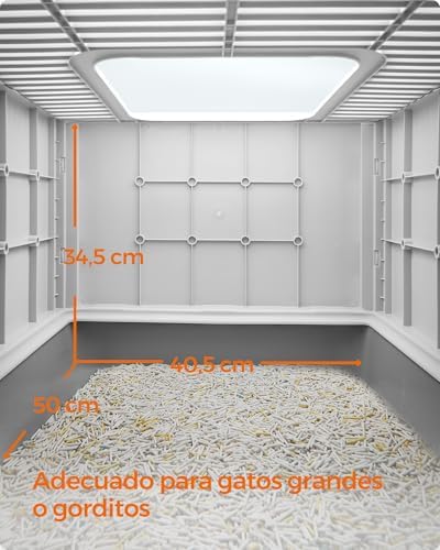 Arenero para Gatos, Caja Arena con Bandeja Extraíble, Pala, Cepillo, Espacioso para Gatos Grandes, Carga de 15 kg, Antifiltración, Antiescapes, Gris Claro y Gris Paloma PPT001GD03