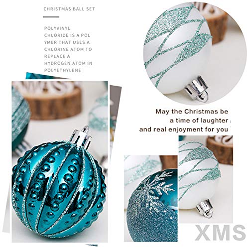 30 Stks Kerstballen, 6 Cm Blauw En Wit Onbreekbaar Kerstbal Ornamenten, Raam Opknoping, Lichtgewicht En… - Afbeelding 4