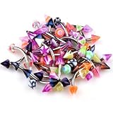 Lot of 20 Eyebrow Piercing Ring Jewelry Assorted Curved Barbell with Spike 16G (1.2mm)