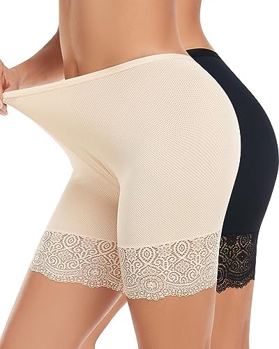 white under shorts for dresses Subuteay Slip Shorts for Under Dresses Women Lace Under Dress Short Women Panties Mid Waisted White XL at Amazon Women's Clothing store
