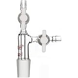 stonylab Glass Vacuum Transfer Adapter, Borosilicate Glass Vacuum Adapter with PTFE Stopcocks and 19/22 Inner Joint