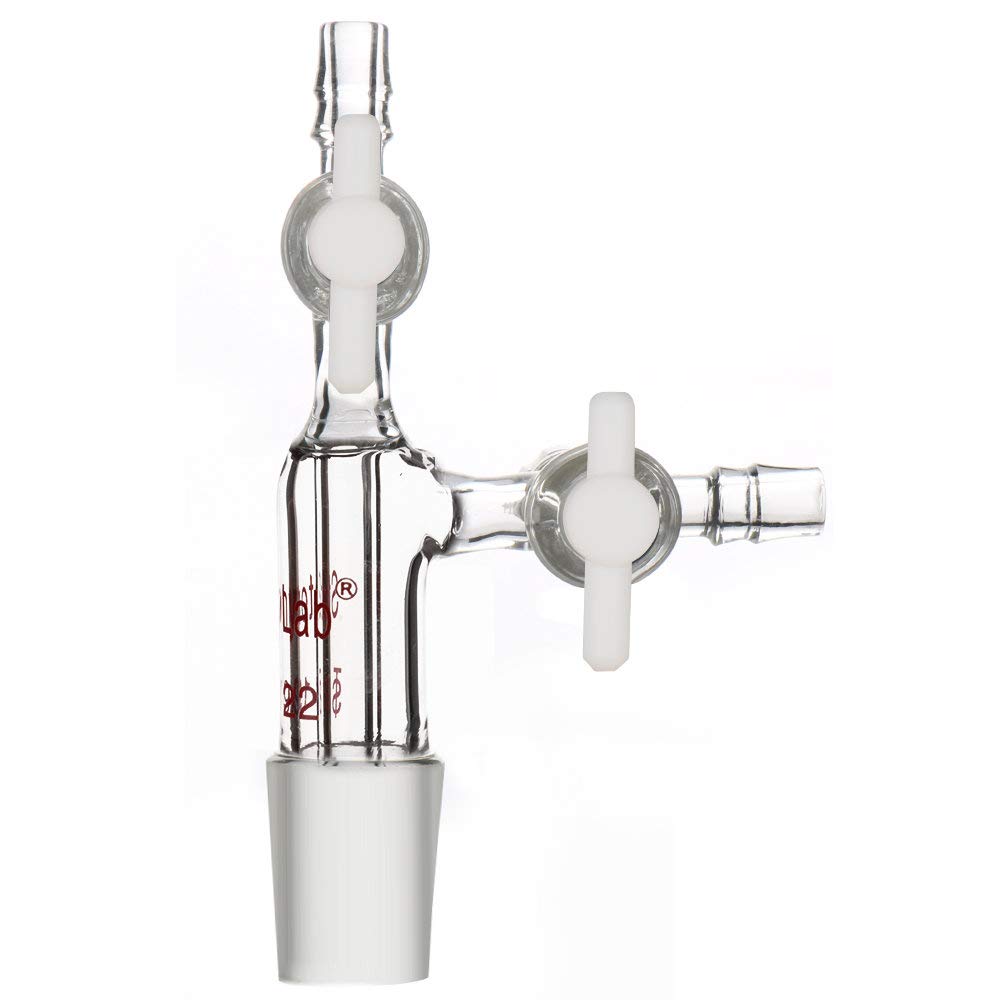 stonylab Glass Vacuum Transfer Adapter, Borosilicate Glass Vacuum Adapter with PTFE Stopcocks and 19/22 Inner Joint