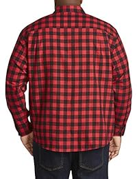 Camisa de franela a cuadros de manga larga grande y alta para hombre   Essentials ajustada por DXL