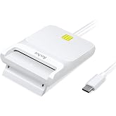 Recbot CAC Reader USB C for Military Card, Smart Card Reader, Windows Mac | CAC Card Reader USB C, Plug &amp; Play, Compatibility with DoD CAC, Supports Windows Mac, id card reader, piv card reader, White
