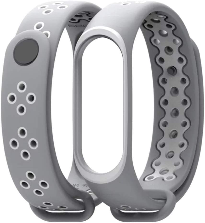 MOBiZAFS Silicone Camouflage Army Style Band Strap for Xiaomi Mi Band 3 (Grey White)