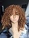 ATOZWIG Synthetic Short Afro Kinky Curly Wig Glueless Brown Blonde Colour Synthetic Hair With Bangs Baby Hair