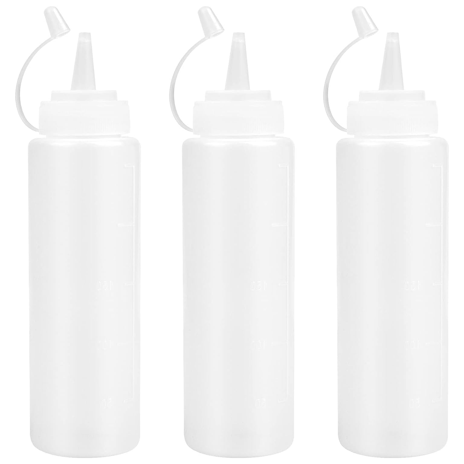 BANSHAN Squeeze Bottles, Plastic Small Squeezy Condiments Bottle with Cap for Ketchup, Sauces, Mayonnaise, Mustard, Olive Oil,Syrup (3 Pack/500ml)