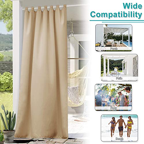 NICETOWN Tab Top Outdoor Curtain for Patio Waterproof, W52 x L108