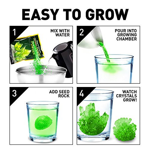 NATIONAL GEOGRAPHIC Glow-in-the-Dark Crystal Growing Lab - DIY Crystal Creation - Includes Real Fluorite Crystal Specimen