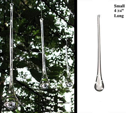 Christmas Ornament Set of 6 | Solid Glass Teardrop Icicles (4 3/4" - Small)