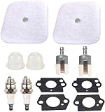 Podoy 7225 Air Filter for Mantis Tiller Tune Up Kit Fuel Line Filter with Gasket Spark Plug 7222 7222E 7222M 7225 7230 7234 7240 7920 7924 Cultivator Parts 2-Cycle RePower Kit