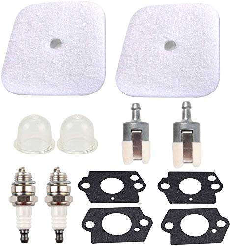 Podoy 7225 Air Filter for Mantis Tiller Tune Up Kit Fuel Line Filter with Gasket Spark Plug 7222 7222E 7222M 7225 7230 7234 7240 7920 7924 Cultivator Parts 2-Cycle RePower Kit