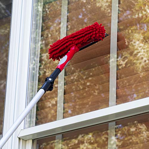 Extension Pole with Squeegee & Microfiber Window Washer Cleaner