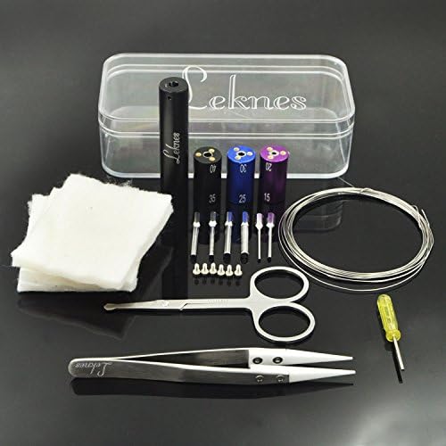 Leknes DIY Tool Kit: Coil Jig Kit 6 Size in 1 + Scissors + Six Angle Screwdriver + Resistance Wire + Organic Cotton by Leknes