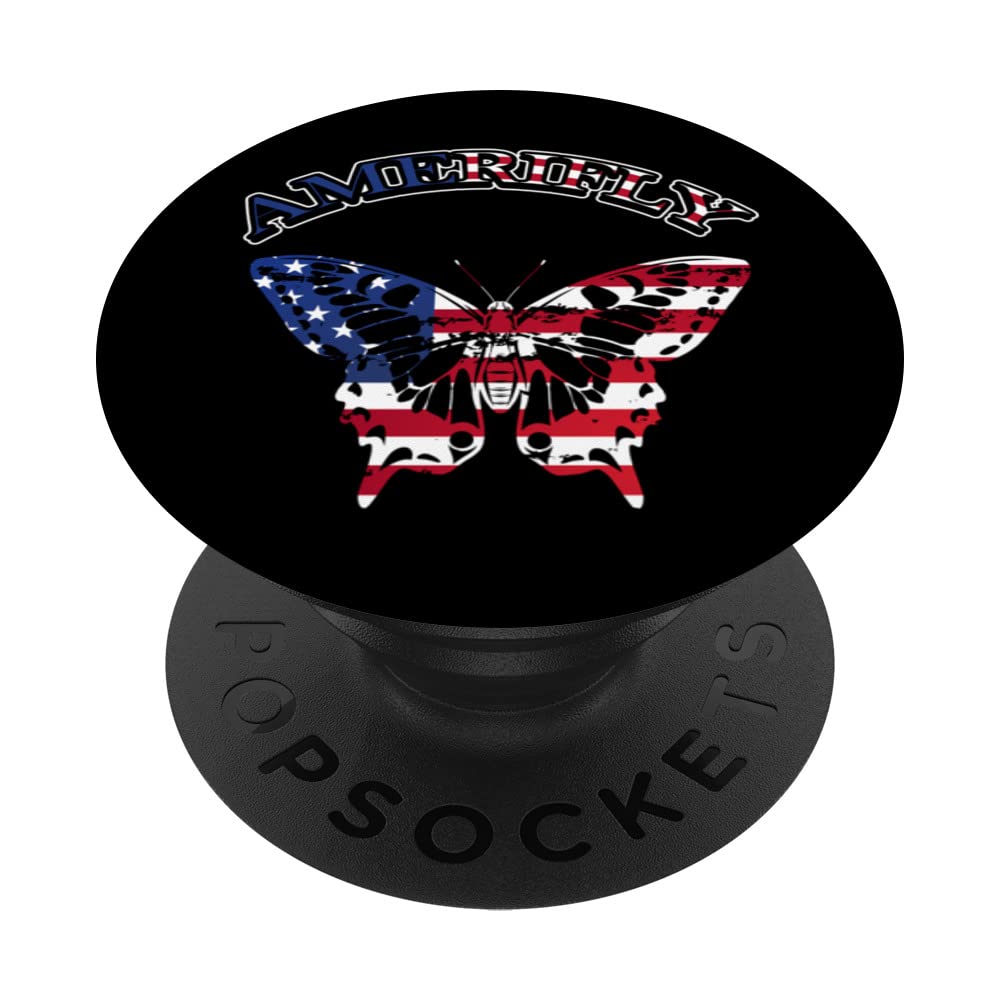 Amerifly 4th of July Butterfly Wing Independence Day PopSockets Swappable PopGrip
