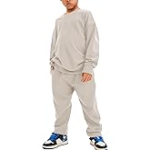 Flygo Boys Girls 2 Piece Outfits Fleece Kids Sweatsuit Crewneck Sweatshirt and Sweatpants Tracksuit Clothing Set