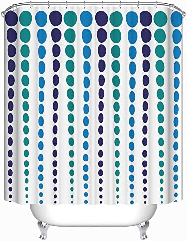 Homeizen Polka Dot Shower Curtain Set - 71 X 71 Inches with 12 Rings - Premium Quality Woven Polyester Fabric - Unique Design Featuring Polka Dots in Blue Violet and Teal Colors