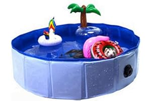 HAICHEN TEC Foldable Collapsible Ferret Bathing & Cooling Swimming Pool, Durable Bath Tub, Swimming Bath Water Washer for Ferrets & Small Animals, Bonus-Ferret Swim Ring (80x20cm(31.5''x7.9''))