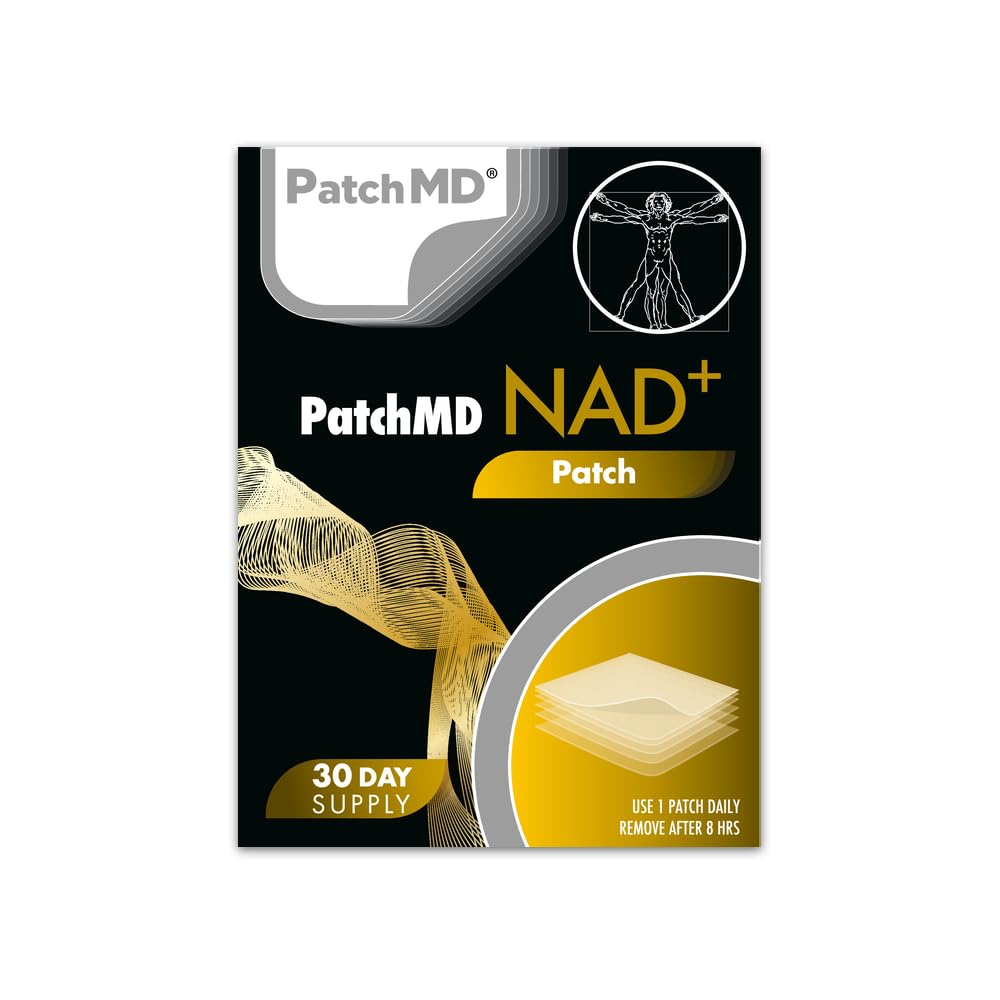 PatchMD NAD+ 30 Daily Topical Patches. 100% Natural & Vegan. Allergy & Filler Free. High Absorption and More bioavailable. Suitable for Sensitive stomachs & bariatric.
