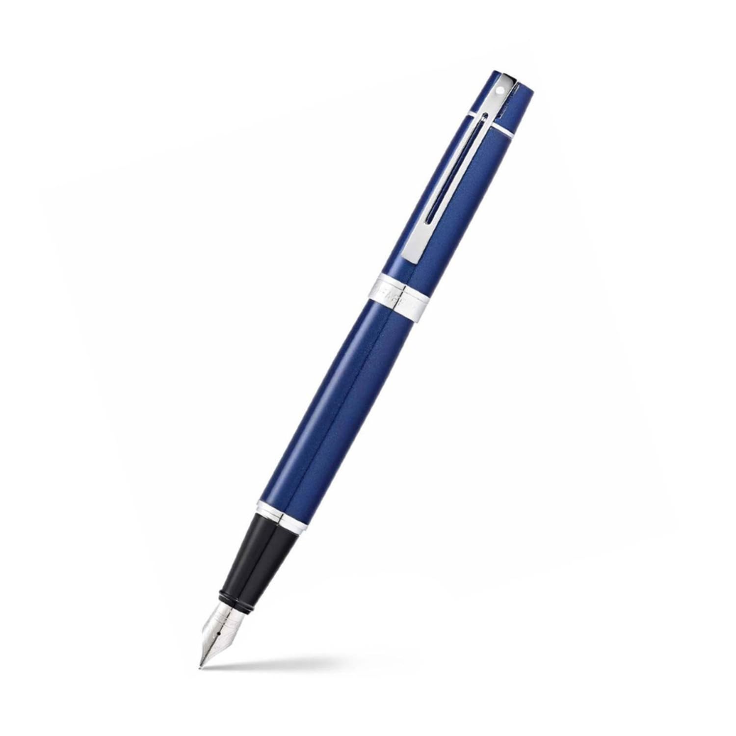 Sheaffer 300 - Refillable fountain pen, medium nib, glossy blue lacquer finish and chrome plate trim