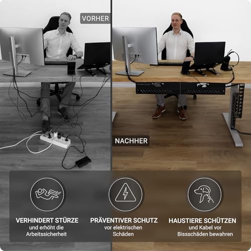 Cable Management Desk, Flexible Cable Loop, Robust Cable Chain, Flexible Cable Duct for Ideal Desk, Cable Management and for Height-Adjustable Desks (Black)